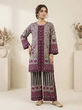 2-Piece Printed Maroon Lawn Suit - Stitched