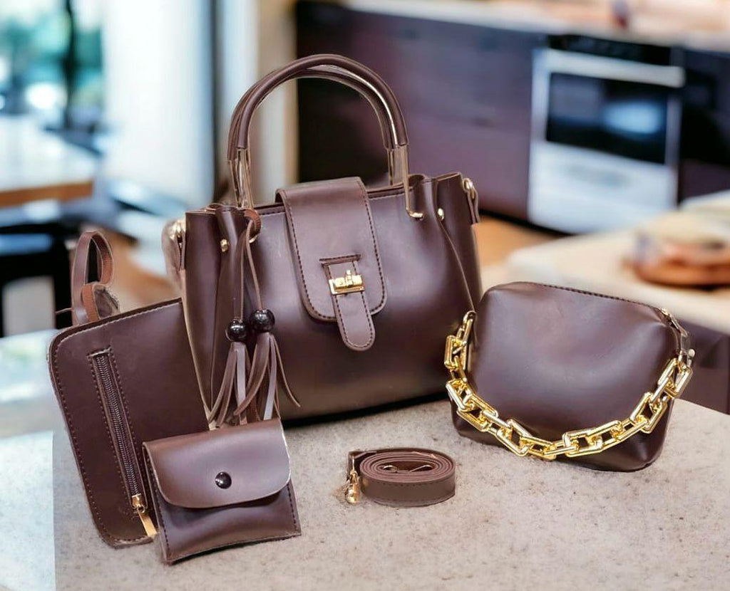 Premium Leather 4-Piece Handbag Set