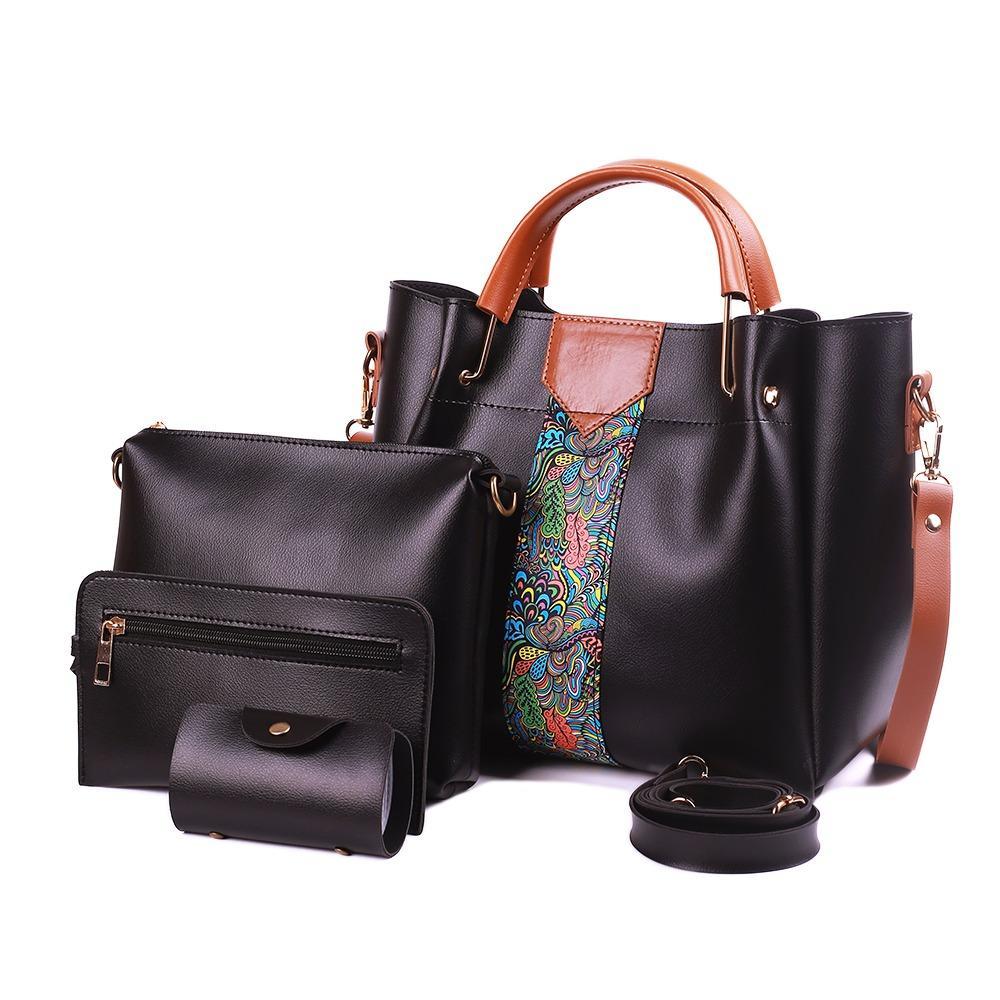 Premium Leather 4-Piece Handbag Set
