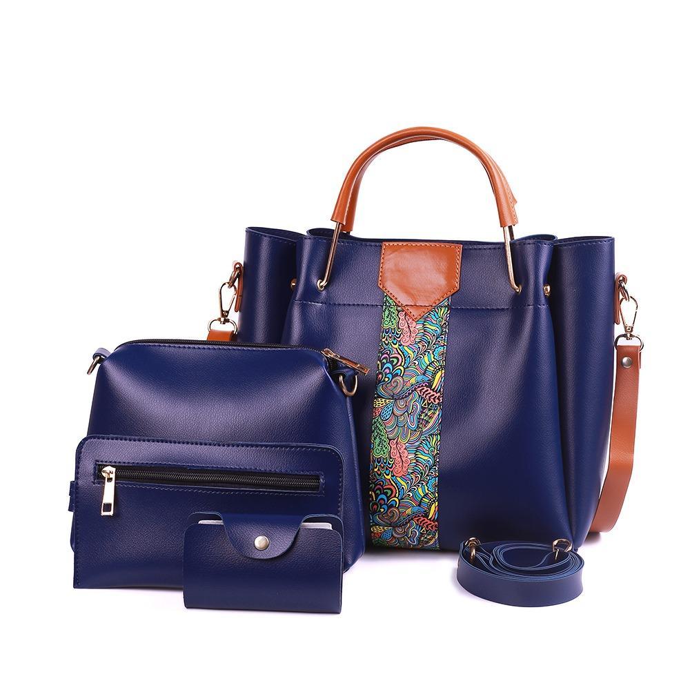 Premium Leather 4-Piece Handbag Set