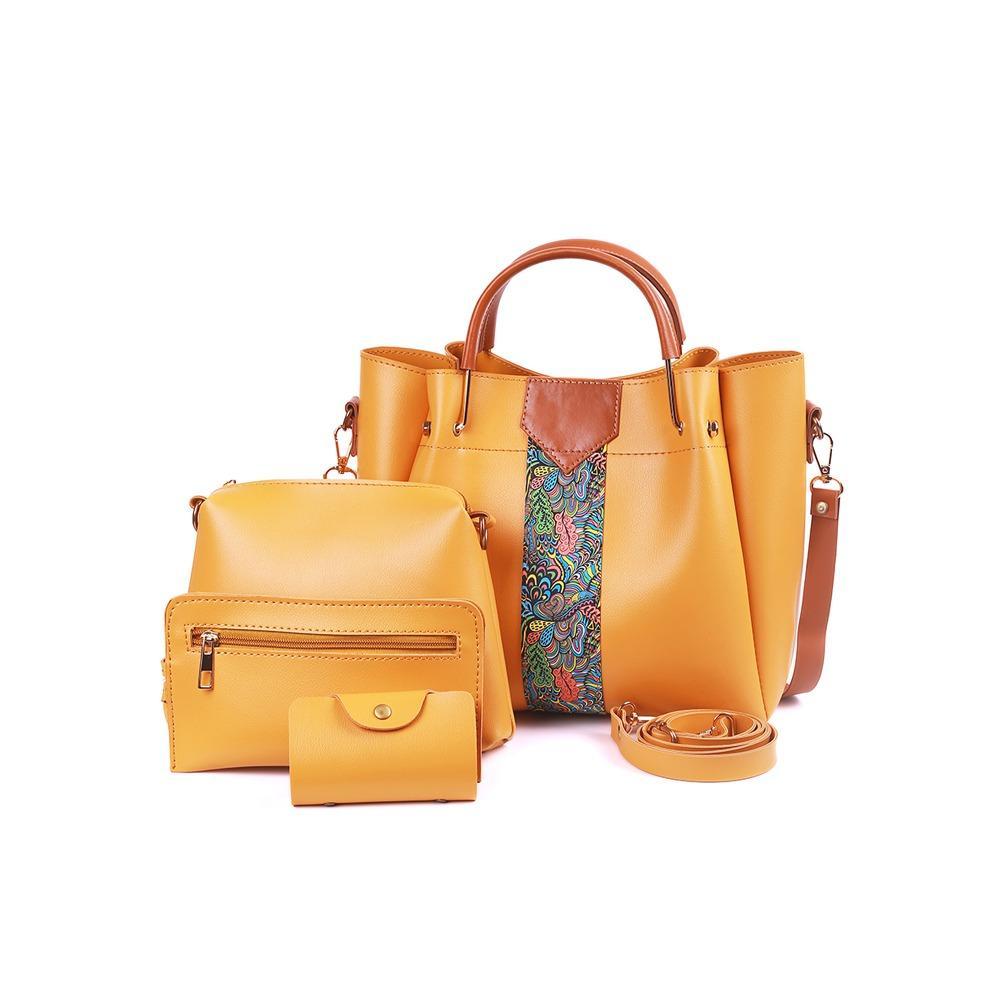 Premium Leather 4-Piece Handbag Set