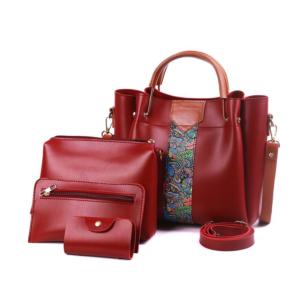 Premium Leather 4-Piece Handbag Set