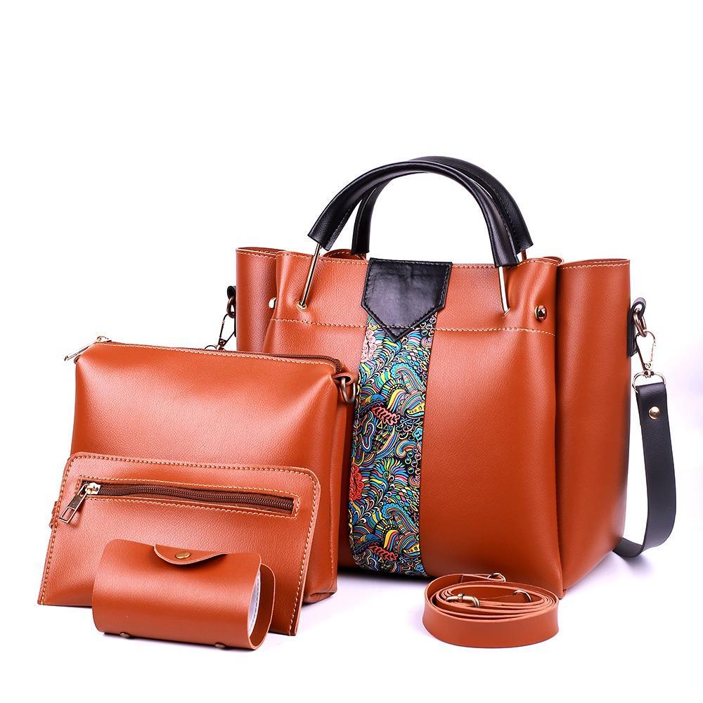 Premium Leather 4-Piece Handbag Set