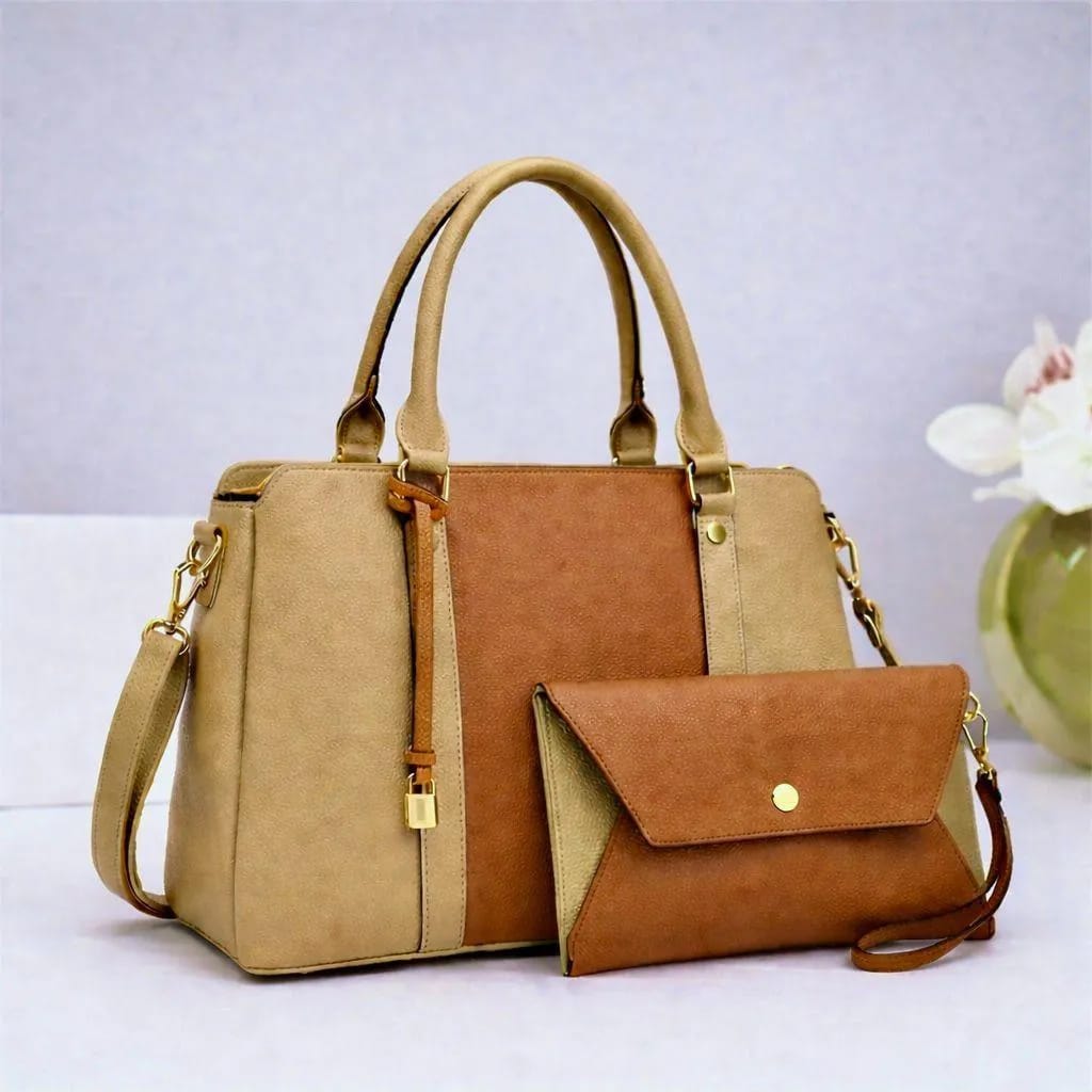 Mustard Leather Handbag Set for Girl's School College