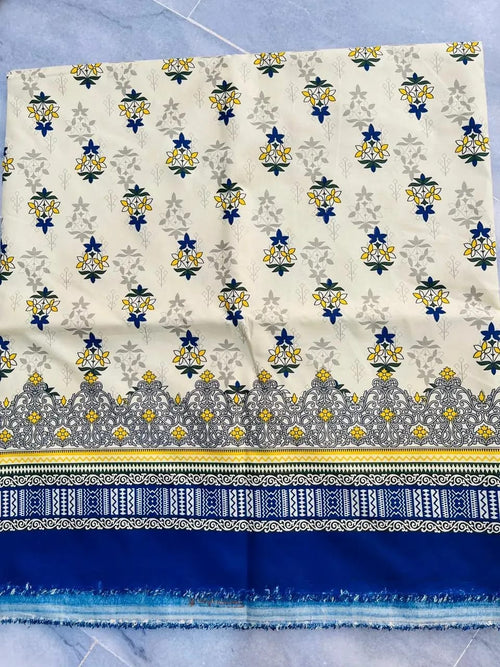2-Piece Unstitched Printed Cotton Suit - Yellow Polo